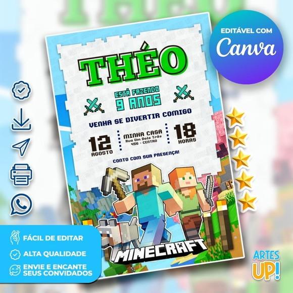 Convite de Aniversário Minecraft