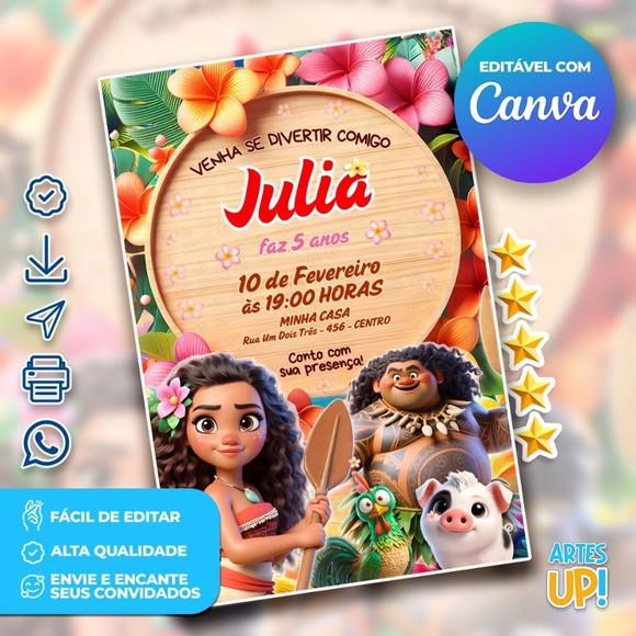 Convite de Aniversário Moana