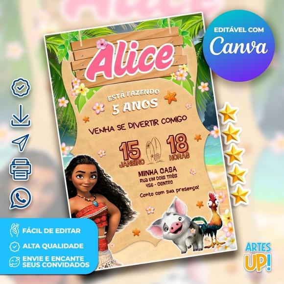 Convite de Aniversário Moana