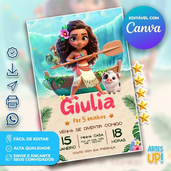 Convite de Aniversário Moana