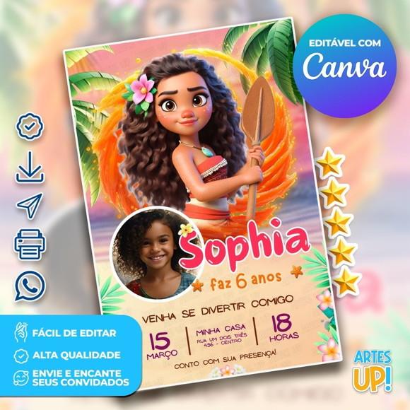 Convite de Aniversário Moana com Foto