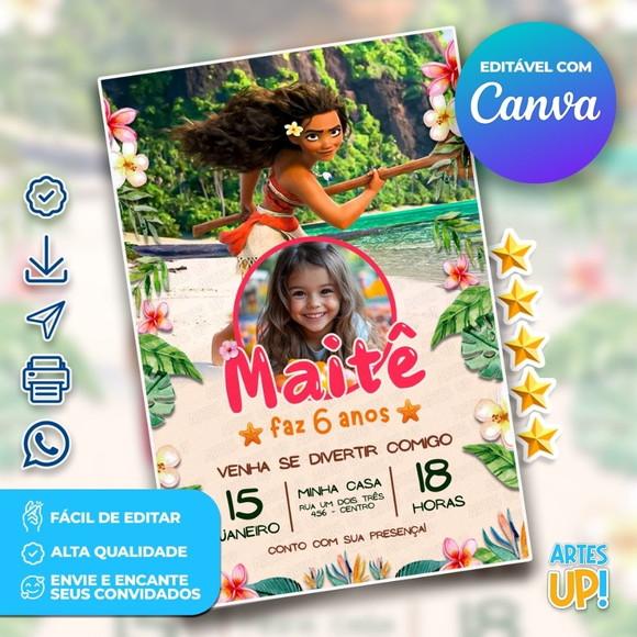 Convite de Aniversário Moana com Foto