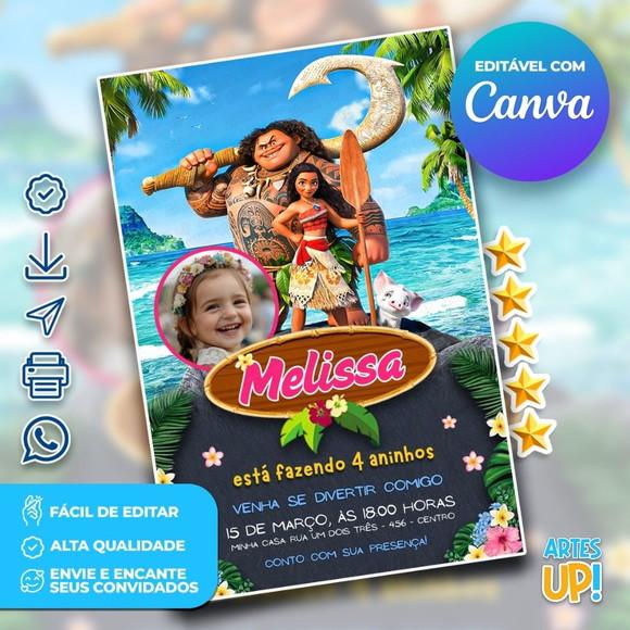 Convite de Aniversário Moana com Foto