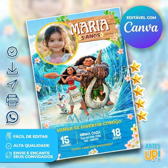 Convite de Aniversário Moana com Foto