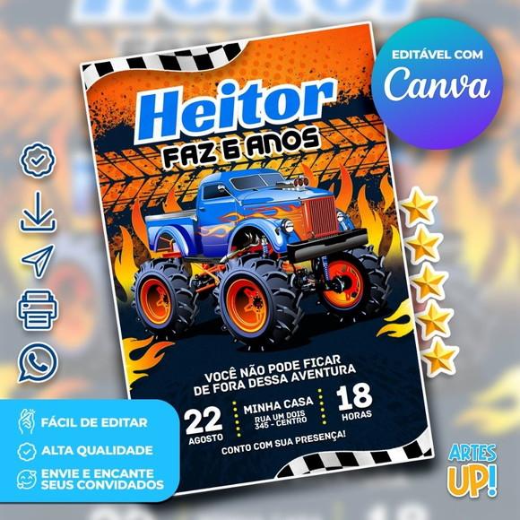 Convite de Aniversário Monster Truck Hot Wheels