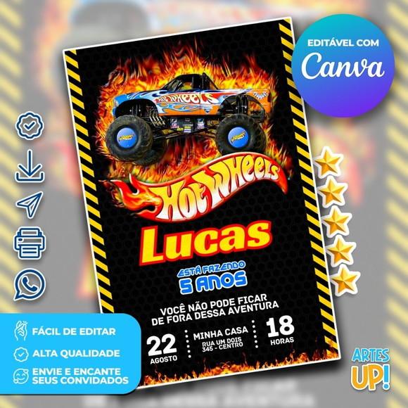 Convite de Aniversário Monster Truck Hot Wheels