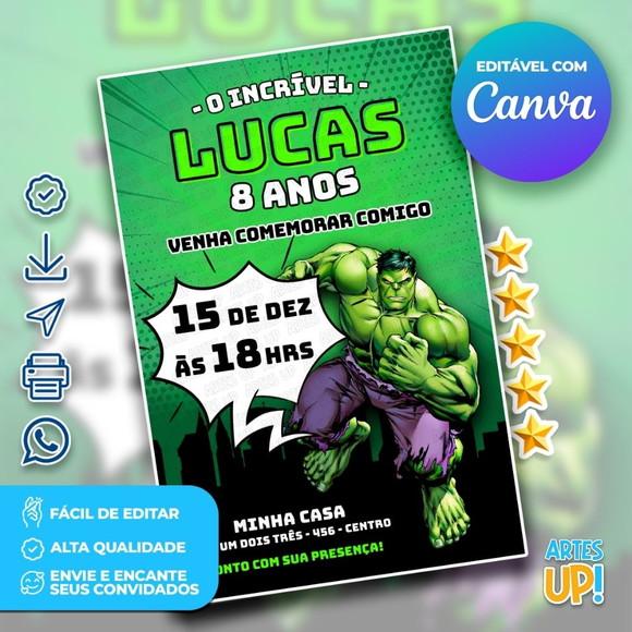 Convite de Aniversário o Incrível Hulk