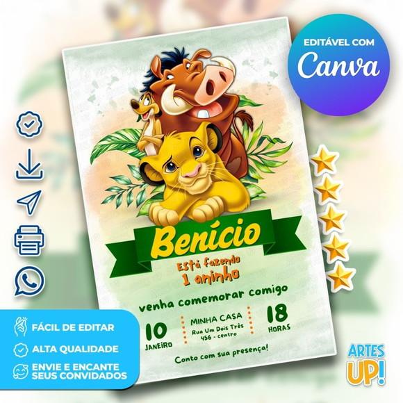 Convite de Aniversário o Rei Leão