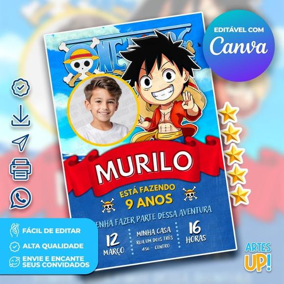 Convite de Aniversário One Piece com Foto