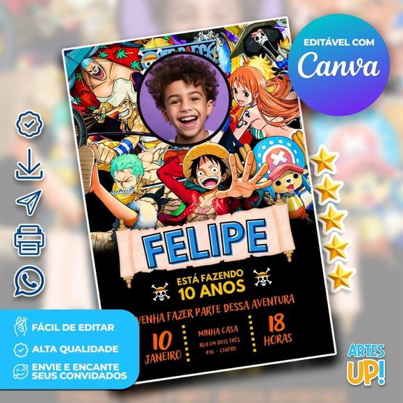 Convite de Aniversário One Piece com Foto