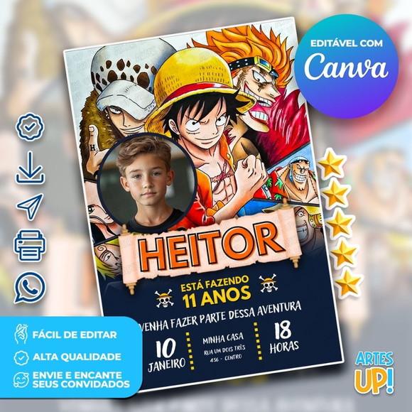 Convite de Aniversário One Piece com Foto