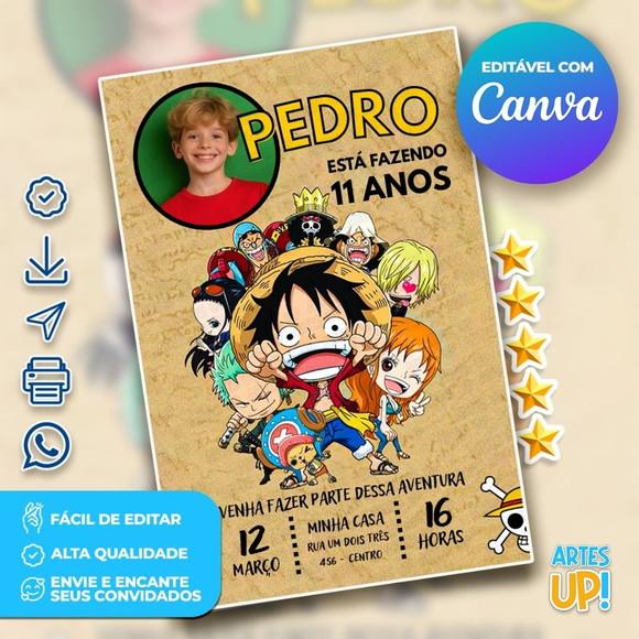 Convite de Aniversário One Piece com Foto