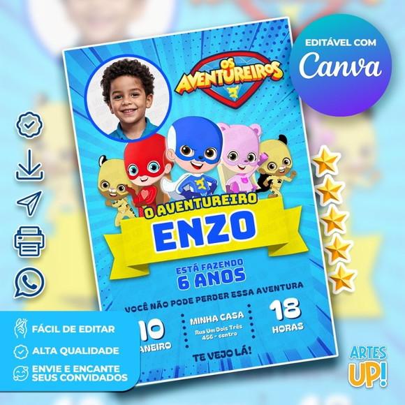 Convite de Aniversário os Aventureiros com Foto