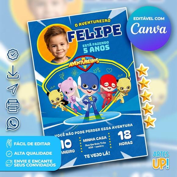 Convite de Aniversário os Aventureiros com Foto