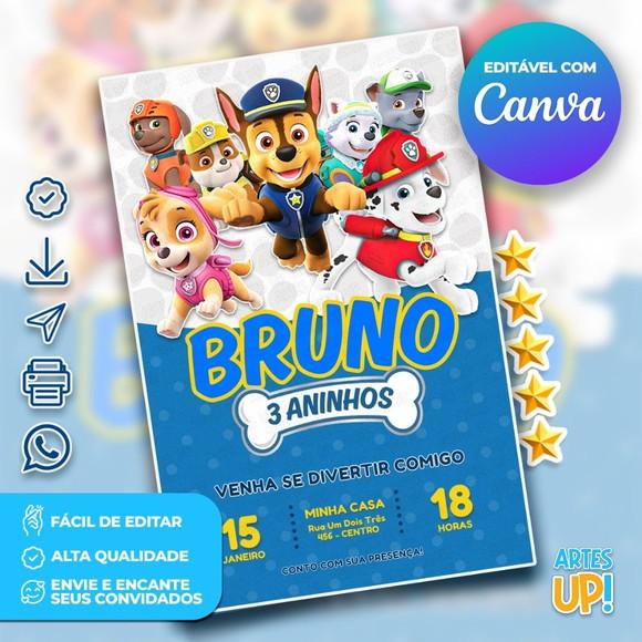 Convite de Aniversário Patrulha Canina