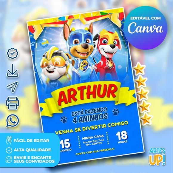 Convite de Aniversário Patrulha Canina