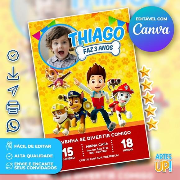 Convite de Aniversário Patrulha Canina com Foto