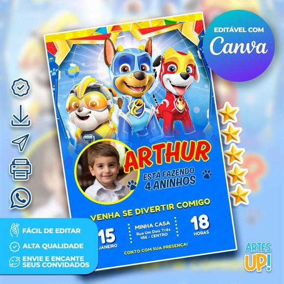 Convite de Aniversário Patrulha Canina com Foto