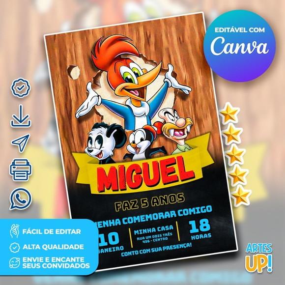 Convite de Aniversário Pica Pau