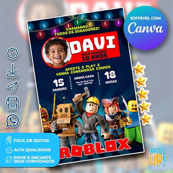 Convite de Aniversário Roblox com Foto