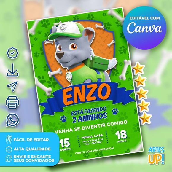Convite de Aniversário Rocky Patrulha Canina