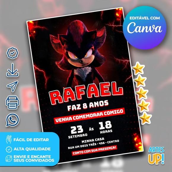 Convite de Aniversário Shadow Sonic