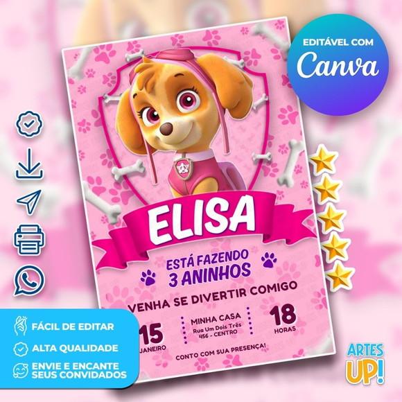 Convite de Aniversário Skye Patrulha Canina