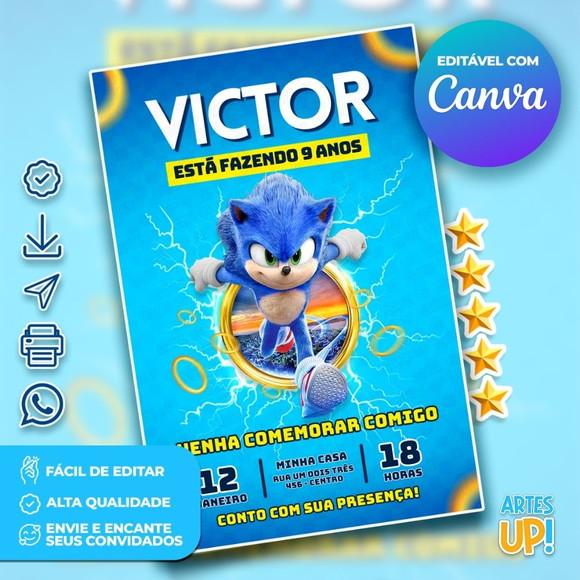 Convite de Aniversário Sonic