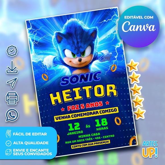 Convite de Aniversário Sonic