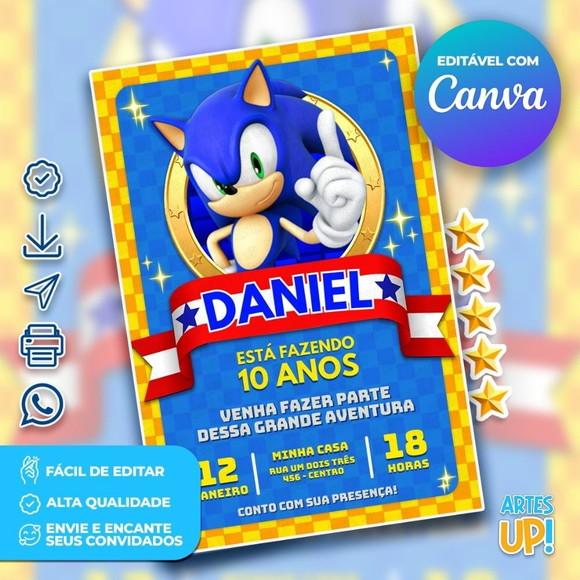 Convite de Aniversário Sonic