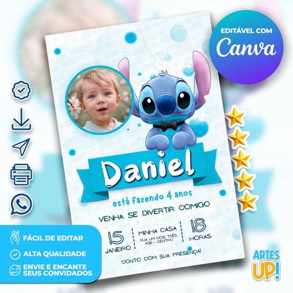 Convite de Aniversário Stitch com Foto