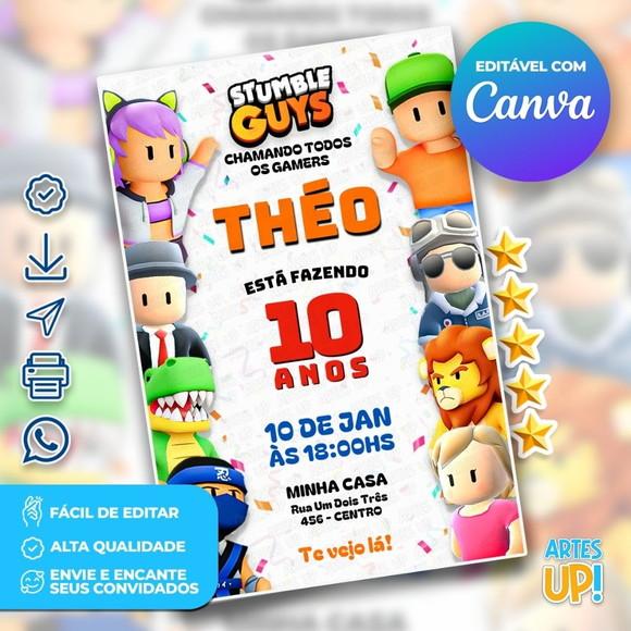 Convite de Aniversário Stumble Guys