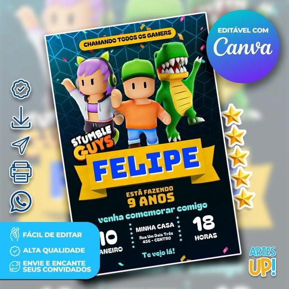 Convite de Aniversário Stumble Guys