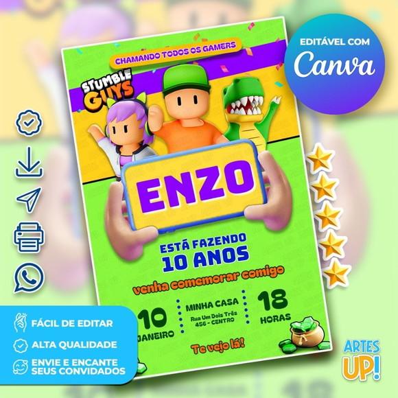 Convite de Aniversário Stumble Guys