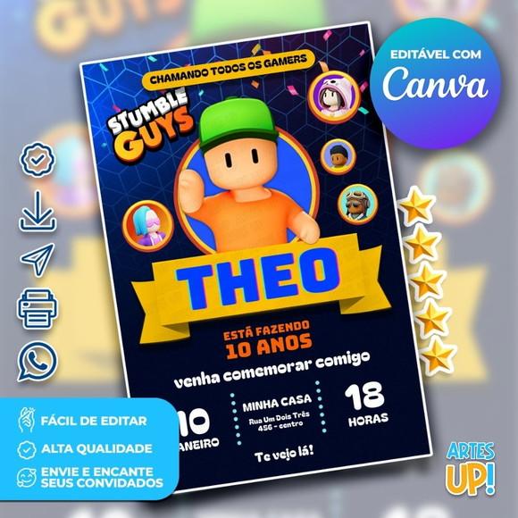 Convite de Aniversário Stumble Guys