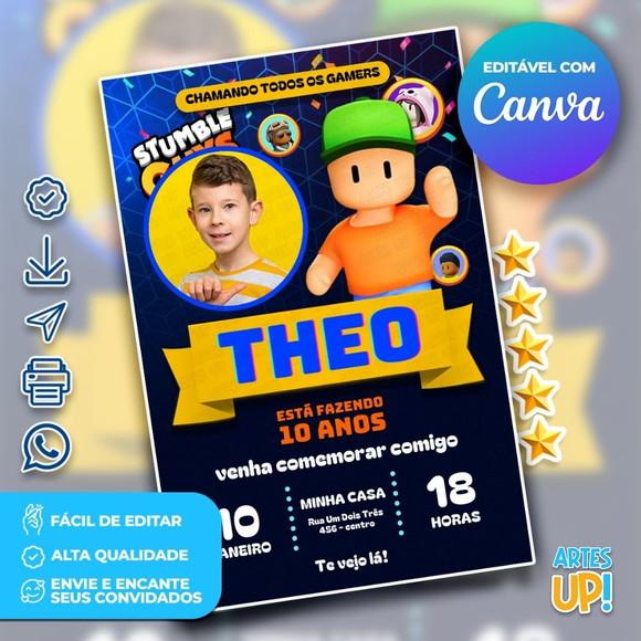 Convite de Aniversário Stumble Guys com Foto