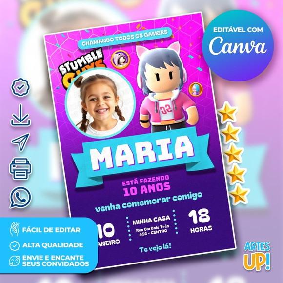 Convite de Aniversário Stumble Guys com Foto