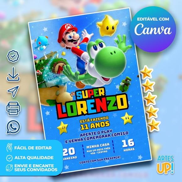 Convite de Aniversário Super Mario