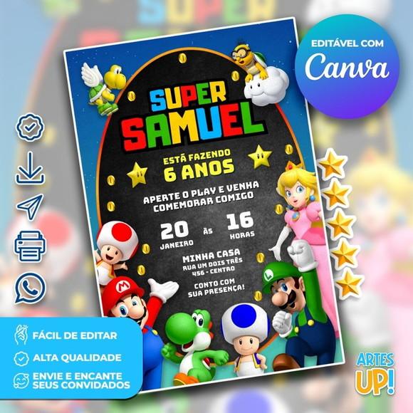 Convite de Aniversário Super Mario