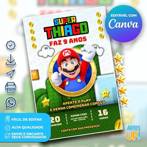 Convite de Aniversário Super Mario