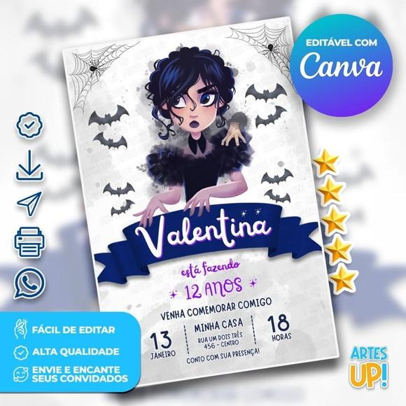 Convite de Aniversário Wandinha Aquarela