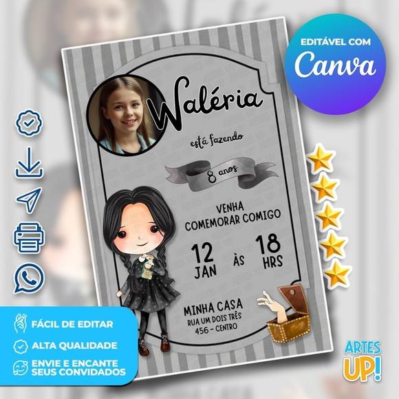 Convite de Aniversário Wandinha com Foto