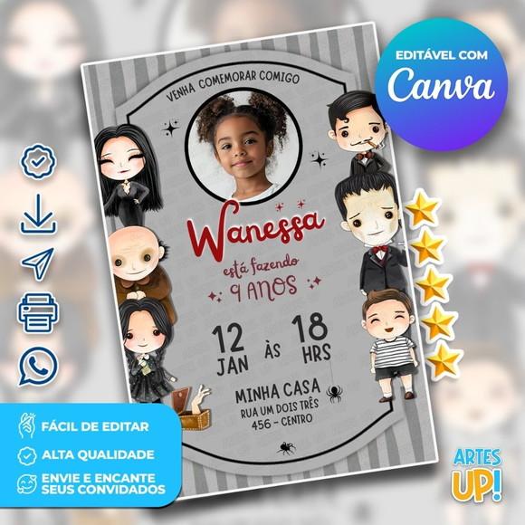 Convite de Aniversário Wandinha com Foto