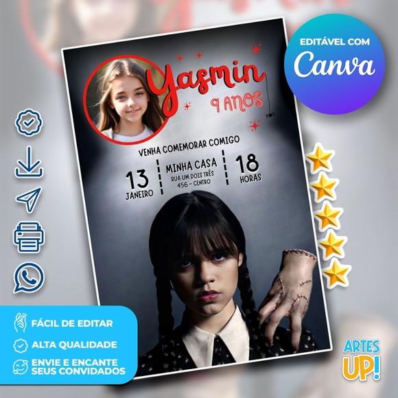 Convite de Aniversário Wandinha com Foto