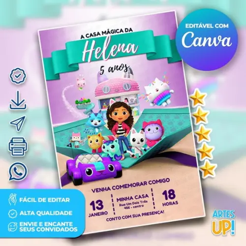 Convite de Aniversário a Casa Mágica da Gabby