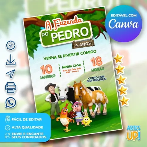 Convite de Aniversário a Fazenda do Zenon