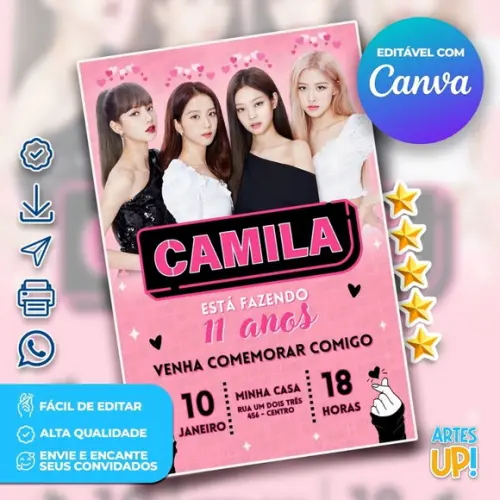 Convite de Aniversário Blackpink