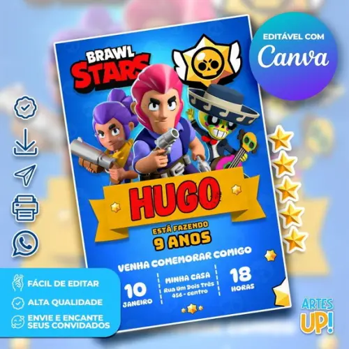 Convite de Aniversário Brawl Stars