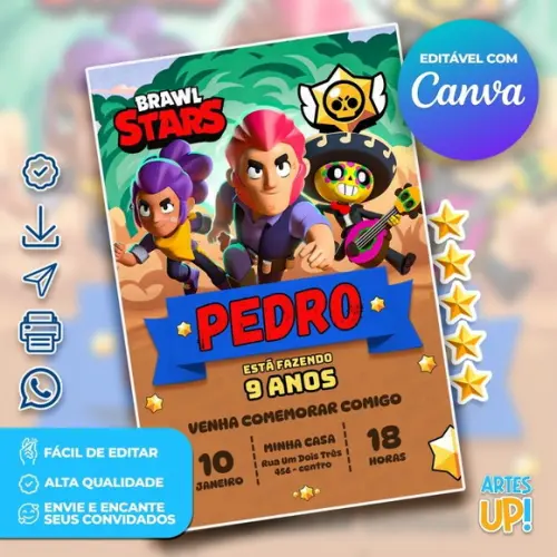 Convite de Aniversário Brawl Stars