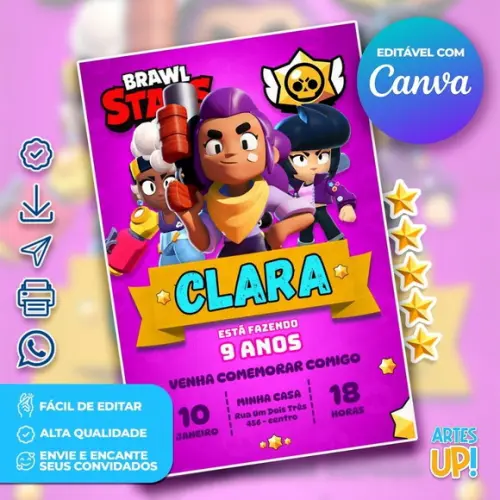 Convite de Aniversário Brawl Stars